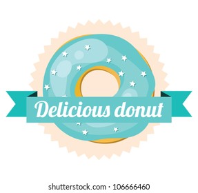 Delicious turquoise donut with ribbon