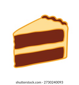 Delicious vanilla and chocolate layer cake slice vector illustration on white background