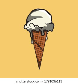 Delicious vanilla ice cream vector on light yellow background