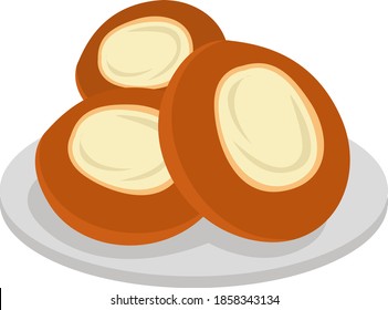 Delicious vatrushka, illustration, vector on white background