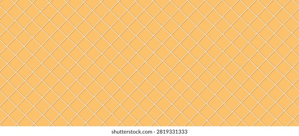 Delicious vector background featuring a crispy golden waffle grid and ice cream cone texture. Designed with a seamless diagonal checkerboard pattern, this sweet backdrop is ideal for ice cream parlor banners, bakery dessert menus, snack packaging, and sweet food branding.