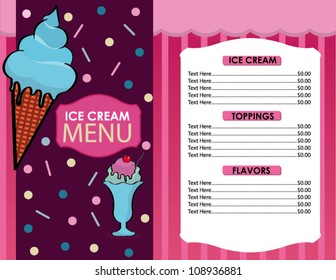 Delicious Vector Ice Cream Menu