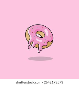 Delicious Vector Illustration of a Pink Frosted Donut Topped With Colorful Sprinkles. Fun, Sweet, and Perfect for Dessert-themed Designs.
