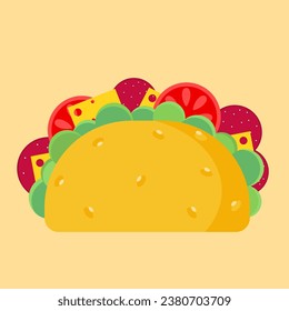 Delicious vector tacos with cheese and vegetables