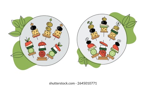 Deliciosa vegetable and Cheese Skewers Uma apresentação colorida culinária para gêneros gastronômicos