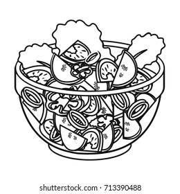 Delicious vegetable salad. Vegetarian food single icon in outline style vector symbol stock illustration web.