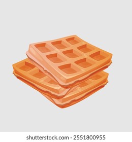 Delicious waffle stack topped with fresh berries, syrup, and whipped cream. Perfect for breakfast promotions, dessert menus, or food illustrations.