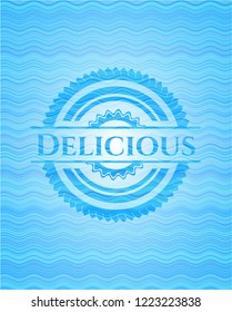 Delicious water representation badge background.