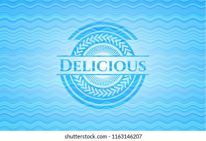 Delicious water wave emblem background.