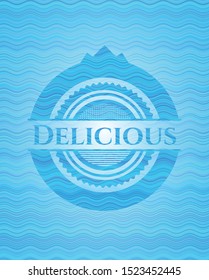 Delicious water wave representation badge background. Vector Illustration. Detailed.