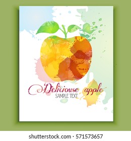 Delicious watercolor apple, vector