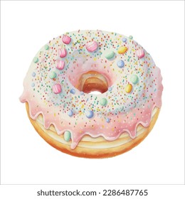 
delicious watercolor cute sprinkle donut