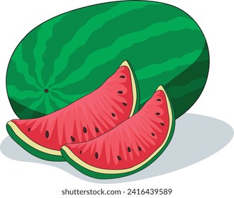 Delicious watermelon and cutted slices of it