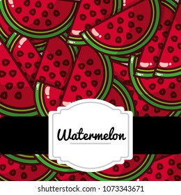 delicious watermelon fresh fruit label pattern