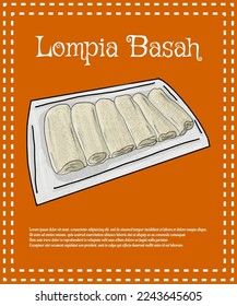 	
delicious wet spring rolls in cartoon style