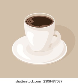 Delicious white cup of coffee espresso. Drink vector illustration design.	
