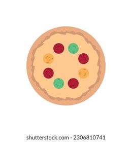 delicious whole pizza with toppings app icon logo vector illustration template design