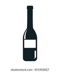 Delicious wine theme design, black and white isolated flat icon vector illustration.