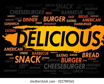 DELICIOUS word cloud, fast food concept