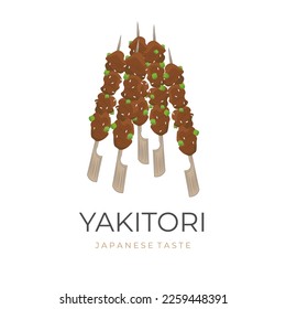 Delicious Yakitori Vector Illustration Logo With Bamboo Skewer