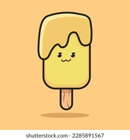 Delicious Yellow ice cream set. Different colors, vector illustration for web, design, print.