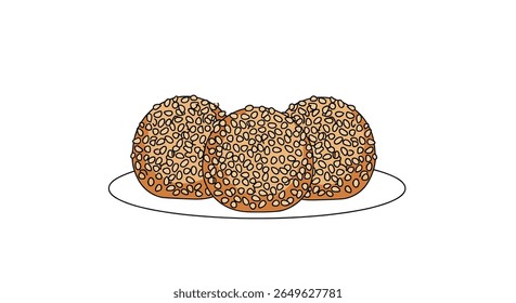 Deliciously crafted baked goods featuring a trio of perfectly round treats covered in toasted nuts