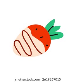 Deliciously illustrated strawberry with cream and green leaves for a vibrant design element
