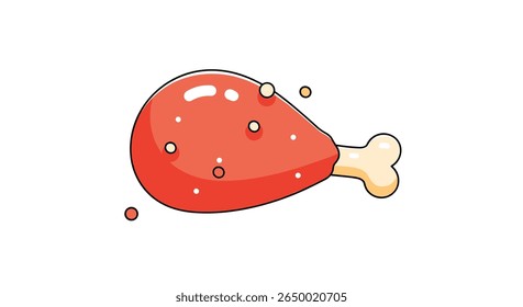 Deliciously roasted chicken drumstick with bone and seasoning sprinkles