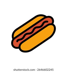 Deliciously simple cartoon hot dog illustration. Icon Symbol Illustration