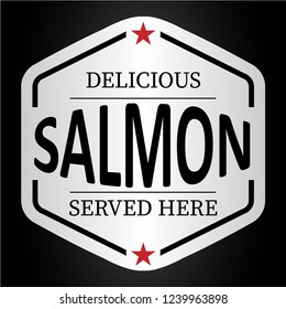 deliciuous served here logo badge sticker on black