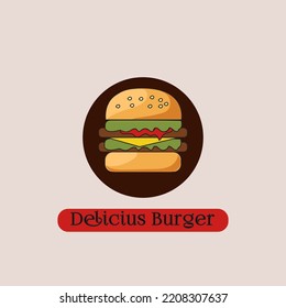 diseño del logo de la hamburguesa deliciosa Vector perfecto para hamburguesa, restaurante, casa de hamburguesas