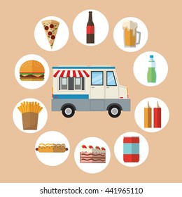 Delicius food. Truck icon. Delivery concept. graphic vector