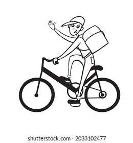 Leihjunge auf dem Fahrrad, Vektorgrafik, handgezeichnet