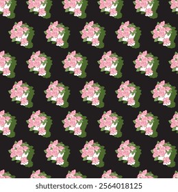 Delight Blossom Array Cute Pink Bouquets Pattern. Perfect for textiles, stationery, or home decor, this pattern brings a touch of spring joy and color to any project.