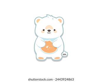 Delight cartoon teddy bear with flower confetti.