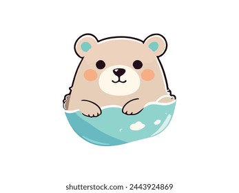 Delight cartoon teddy bear with flower confetti.