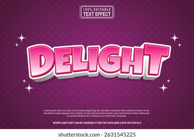 Delight Editable Vector 3D Text Effect – Playful and Modern Typography Cartoon Style for Poster, Branding, Social Media