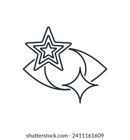 Freut euch in den Augen.  Lineares Vektorsymbol einzeln auf weißem Hintergrund.