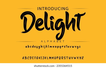 Delight Handwritten Brush font for lettering quotes. Hand drawn brush style modern calligraphy.