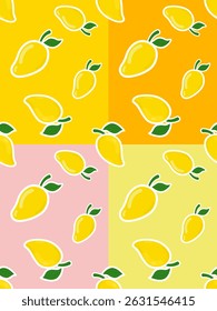 Delight Summer Signature Fruit Sweet Yellow Mango Pattern Seamless on Mellow Cute Energy Background for Food Shop Vendor Decoration Juice Dessert Drink Embroidery Repeat Fabric Postcard Wallpaper Tile
