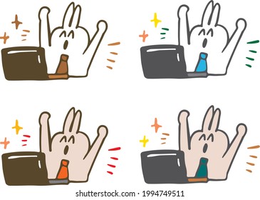 Delighted Businessman Rabbit 4 Colors