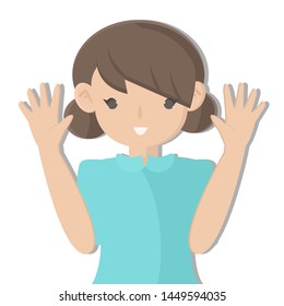 Delighted young Lady. Vector illustration.