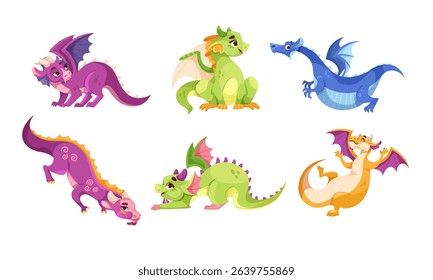 A delightful and adorable collection of colorful pixel dragons for an exciting adventure