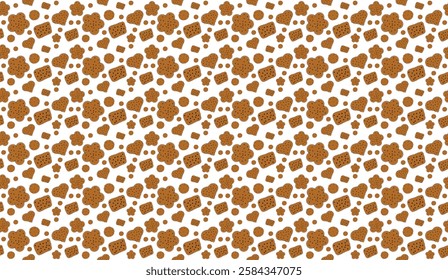 A delightful array of assorted patterned brown cookies scattered across a clean white canvas creating a playful and inviting biscuit background illustration