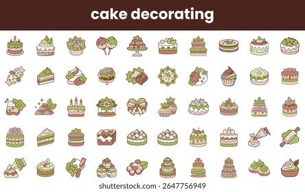 A delightful array of cartoon-style cake decorations showcasing various styles, flavors, and festive designs, perfect for cake enthusiasts and baking lovers.