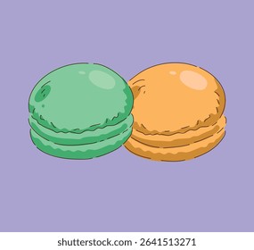 A delightful array of Colorful Macarons beautifully presented on a Purple Background