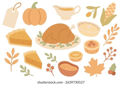 A Delightful Array of Thanksgiving Holiday Delights Featuring a Roasted Turkey and Other Festive Treats