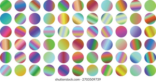 A delightful assortment of circular holographic elements with swirling pastel gradients, offering a soft and dreamy abstract texture isolated on