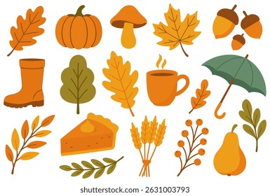 Delightful autumn icons embracing the cozy spirit of fall with rustic charm and seasonal elements