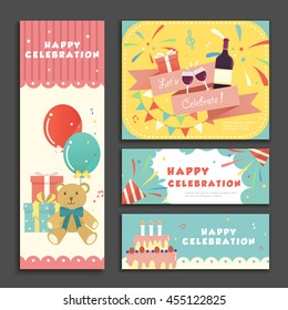 delightful banner template design set for birthday party